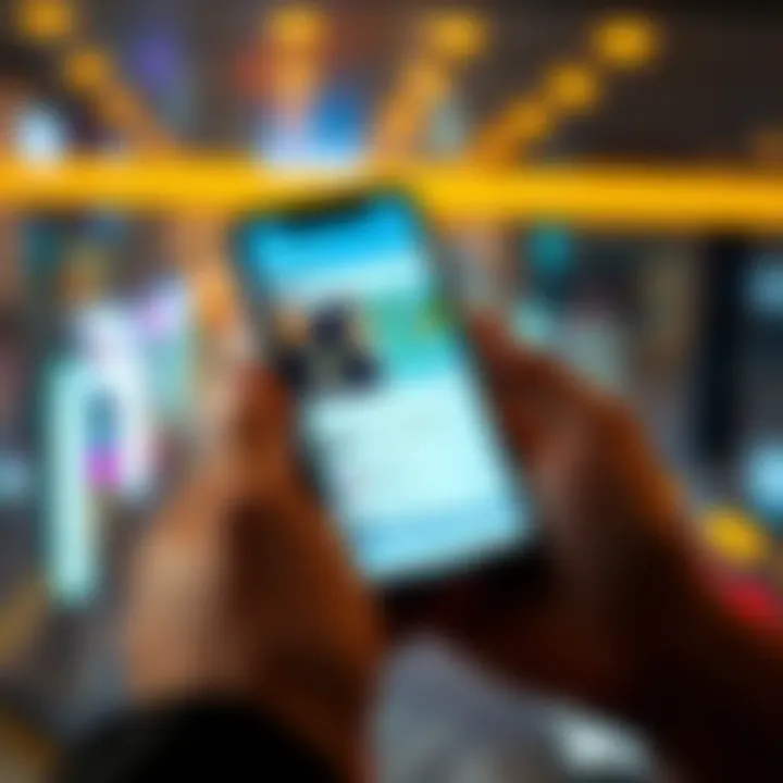 A smartphone screen displaying Twitter with location tagging showing accounts tweeting from various cities.