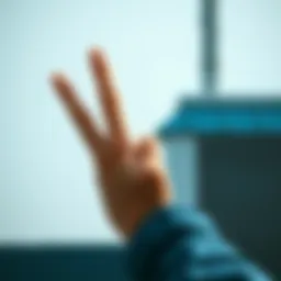 A person showing the hand sign with the middle and ring fingers together, symbolizing various meanings in culture and religion.