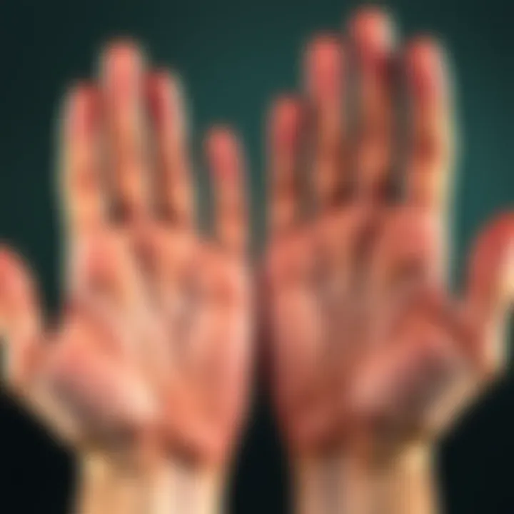 A close-up view of two hands with differing palm lines, highlighting the unique features and traits of each palm in palmistry