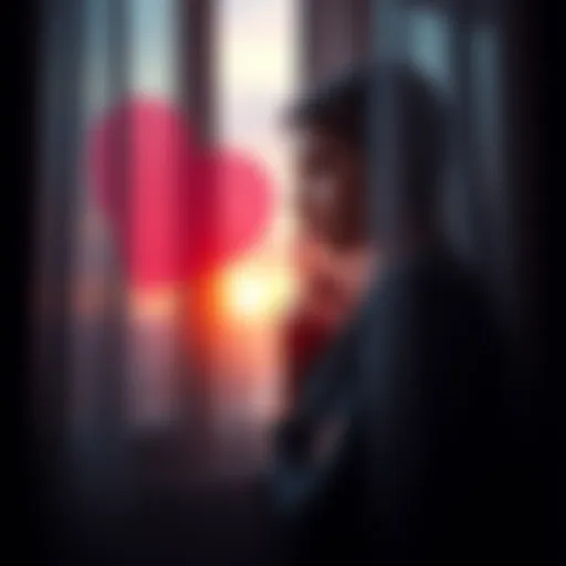 A young woman looks thoughtfully out the window, reflecting on her past relationship. A soft glow from the setting sun highlights her contemplative expression.