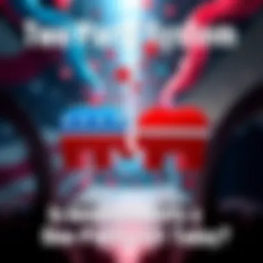 A visual representation of America's political divide with symbols for the Republican and Democratic parties merging into one, suggesting a singular system.