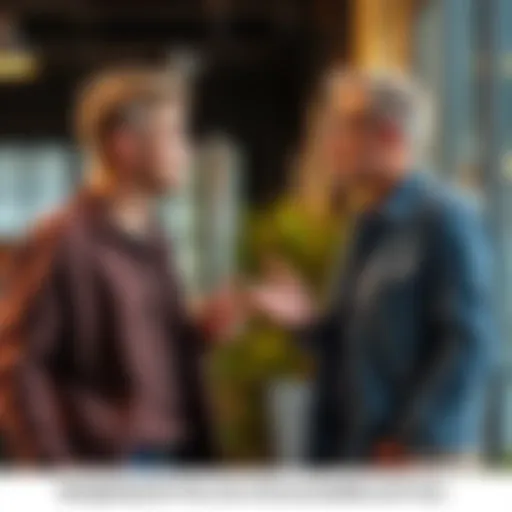 A man and a woman engaged in a conversation, showing accountability and trust in their body language, in a casual setting.