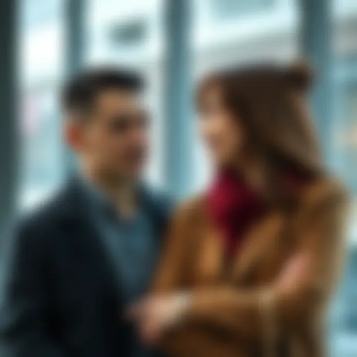 A man and woman having a compassionate conversation, showing understanding and patience.