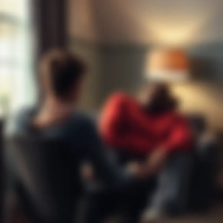 Tyler Henry sits across from a person, offering support and guidance in a cozy setting, with a soft light illuminating the scene.