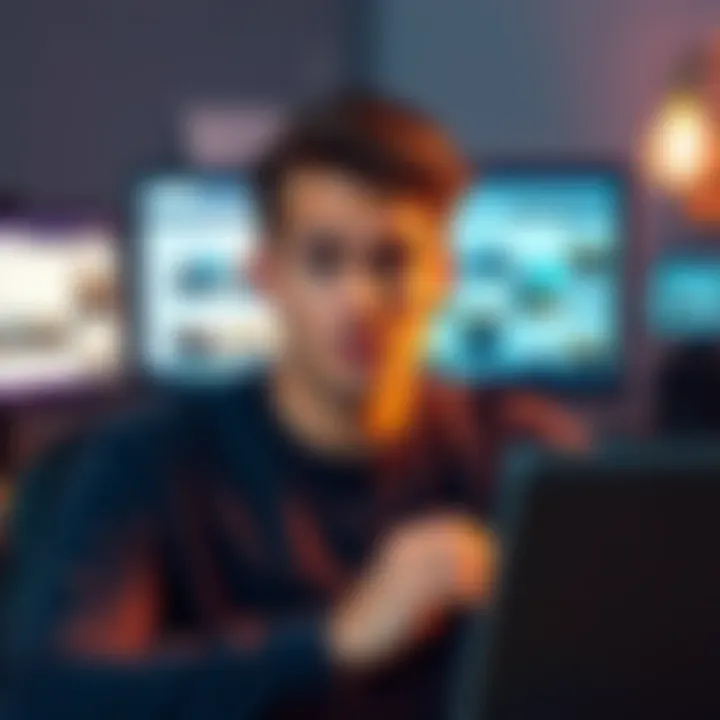 Tyler Robinson in a social media setting A man resembling Tyler Robinson with a puzzled expression, sitting in front of a computer with social media pages open, highlighting online discussions about his existence.