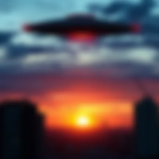 UAP Sighting Over Perth A strange unidentified aerial phenomenon seen in the sky over Perth, Australia, during sunset.