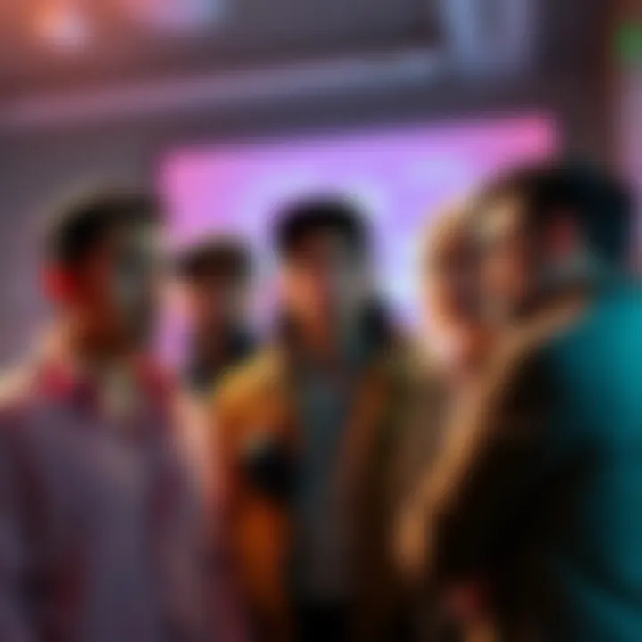 UAP Footage Controversy A group of people discussing UAP footage with skeptical expressions, highlighting the debate over its authenticity.