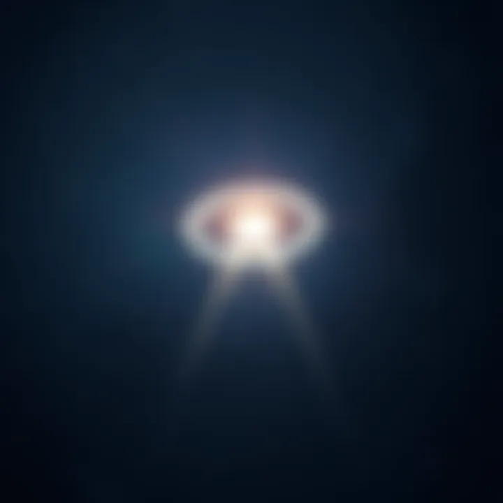 A bright unidentified aerial phenomenon hovering in the night sky, surrounded by stars.
