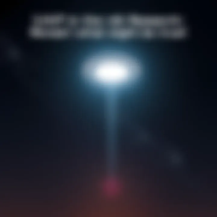 A bright unidentified aerial phenomenon glowing in the night sky with a slight beam of light shining downward.