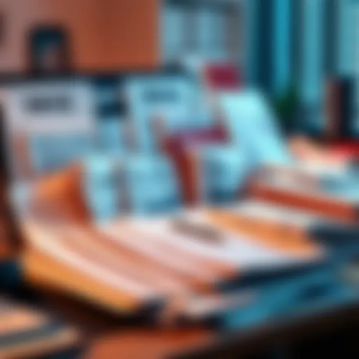 Archive of UAP Reports A collection of documents and reports related to UAP, with an emphasis on years 2021 to 2025, displayed on a desk.