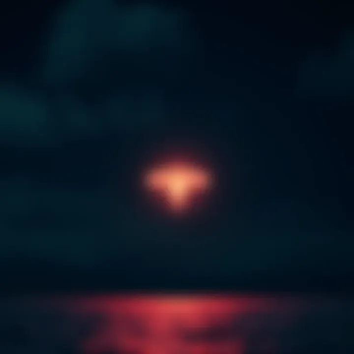 A bright unidentified aerial phenomenon in the sky over the East Coast ocean, with a dark background and clouds.