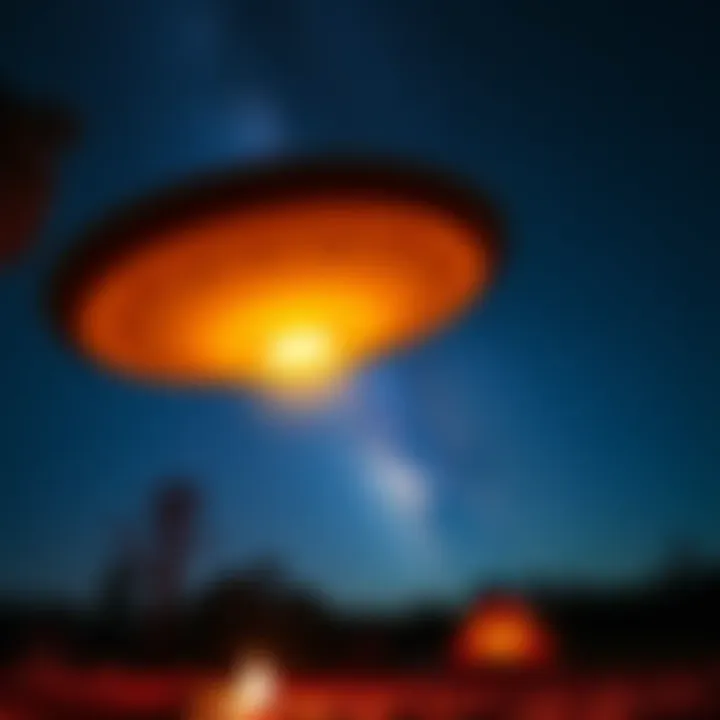 UAPs Over New South Wales Unidentified aerial phenomena glowing in the night sky above a camping scene in New South Wales, with the Milky Way visible in the background.