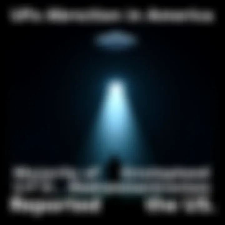 A dark night sky with a bright light and a silhouette of a person looking up, representing UFO abduction claims in the US