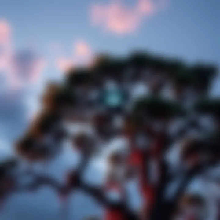 UFO camouflaged as tree A tree with a hidden UFO partially visible among its branches in the sky of Czechia.