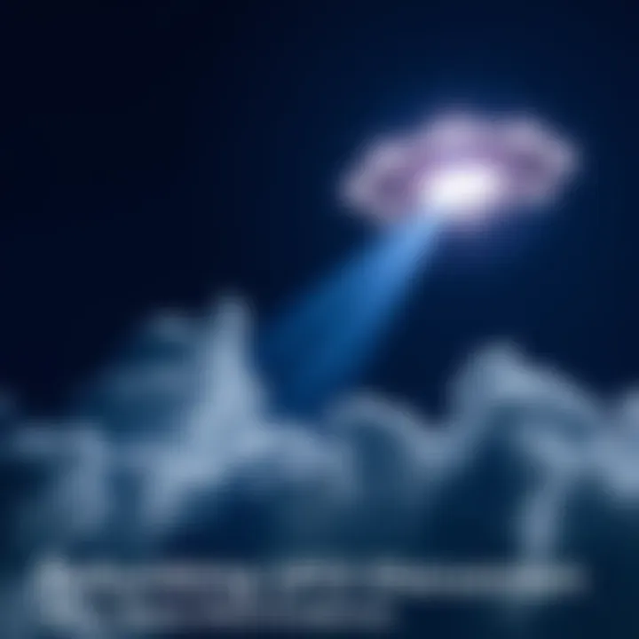 A bright unidentified flying object hovering in the nighttime sky, surrounded by clouds, symbolizing the debate over UFO evidence.