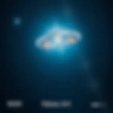 UFO in Night Sky A bright UFO hovering in the night sky with stars in the background.