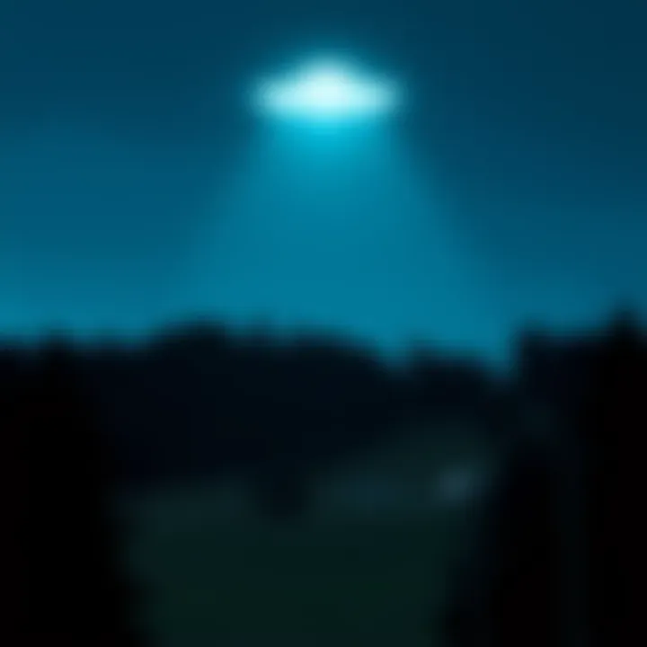 Chris Bledsoe filmed a UFO in the evening sky, showing a bright object hovering above a tree line.