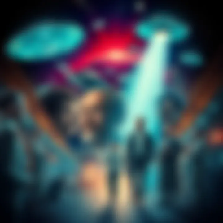 A collage depicting UFOs and expert figures, symbolizing the intersection of conspiracy theories and misinformation.