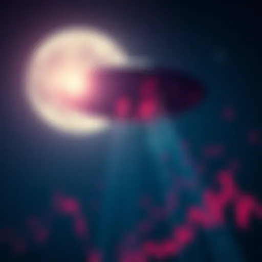 A UFO in the sky with data graphs overlay showing Moongraph connections