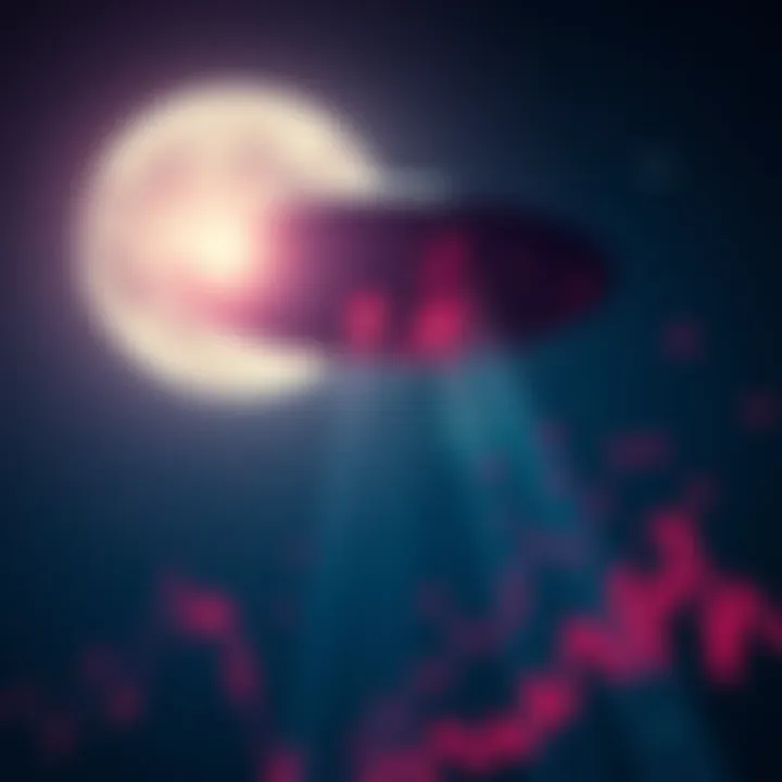 A UFO in the sky with data graphs overlay showing Moongraph connections