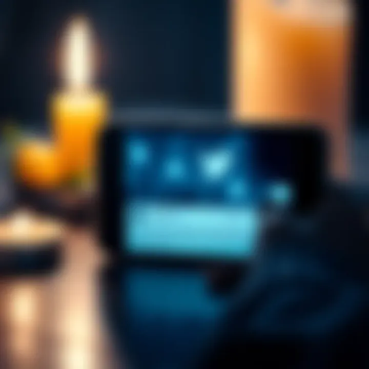 The final tweet of a UFO expert displayed on a smartphone screen, with a somber background and candlelight, representing a moment of reflection.