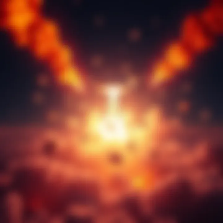 A bright explosion in the night sky over Australia, with contrasting colors showcasing flames and debris.