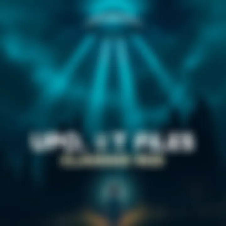 A dark, eerie scene featuring a UFO hovering above a forest at night, with a character looking up in fear.