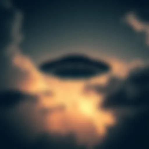 A dark silhouette of a UFO against a cloudy sky, sparking curiosity about extraterrestrial life.