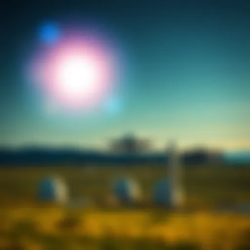 A glowing orb in the sky above Malmstrom Air Force Base with missile silos in the foreground