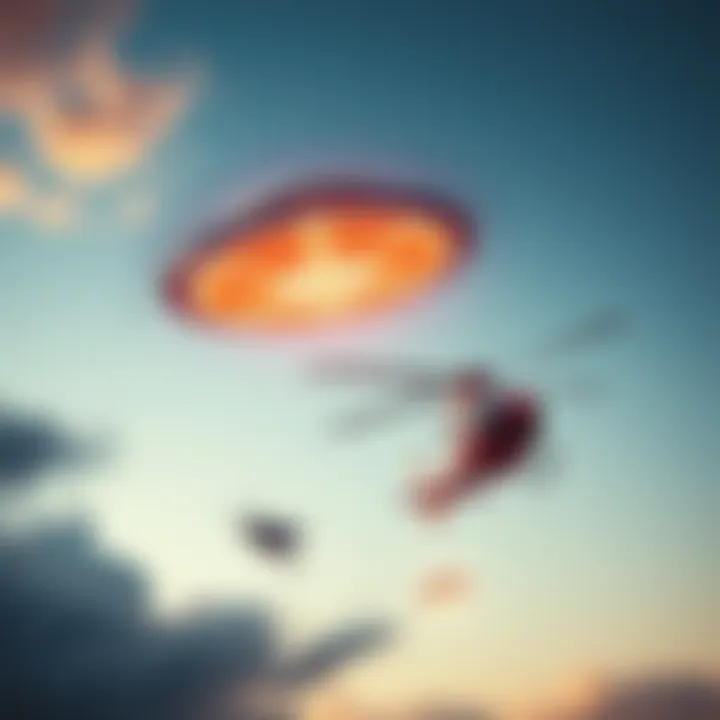 A bright object flying at high speed near a helicopter in the sky