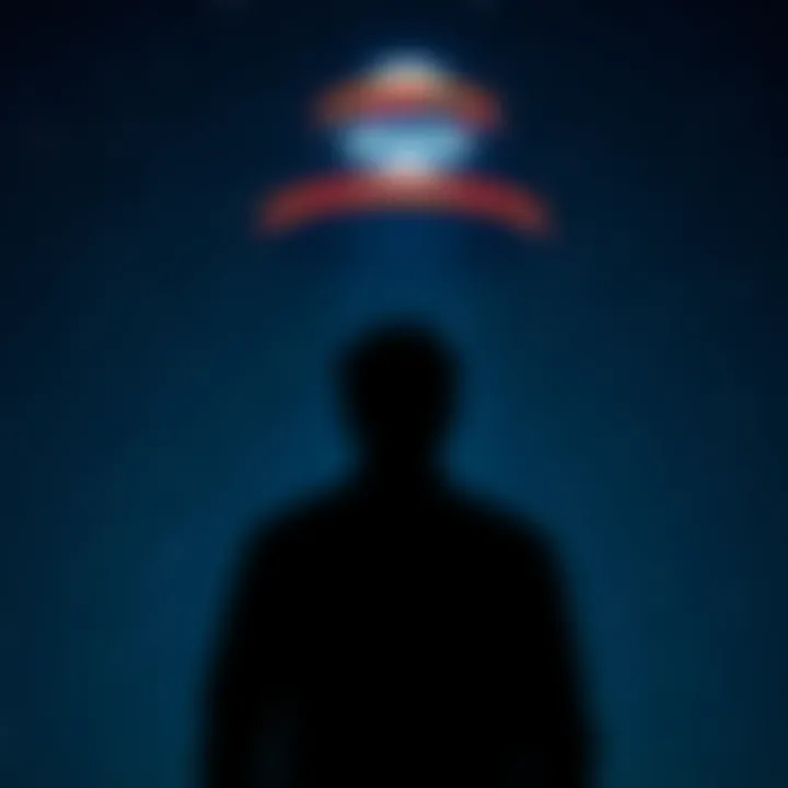A silhouette of a person gazing at a UFO in the night sky, filled with stars, representing skepticism and wonder about extraterrestrial life.