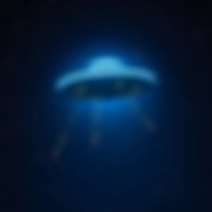 A bright unidentified flying object soaring across a starry night sky with colorful lights