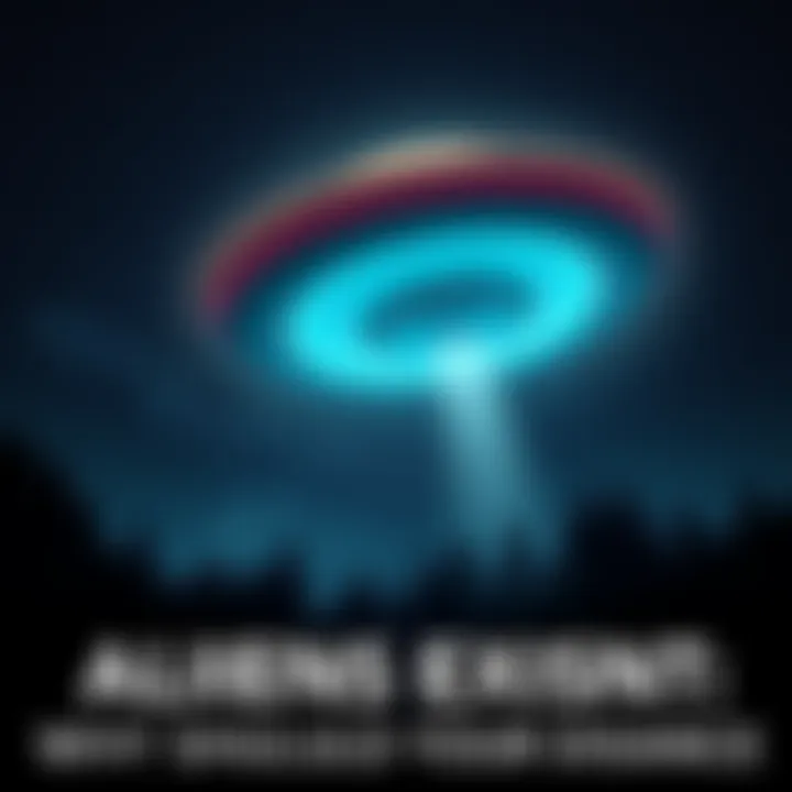 A glowing UFO hovering above a dark forest at night with stars in the background