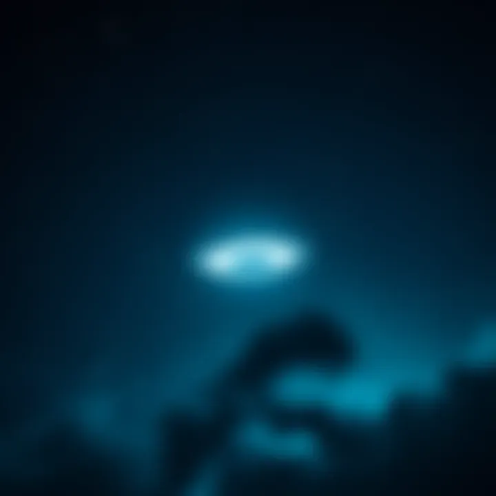 A glowing unidentified flying object hovering in a dark sky with stars