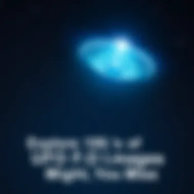 UFO in Night Sky A bright, unidentified flying object hovering in a dark night sky with stars around it.