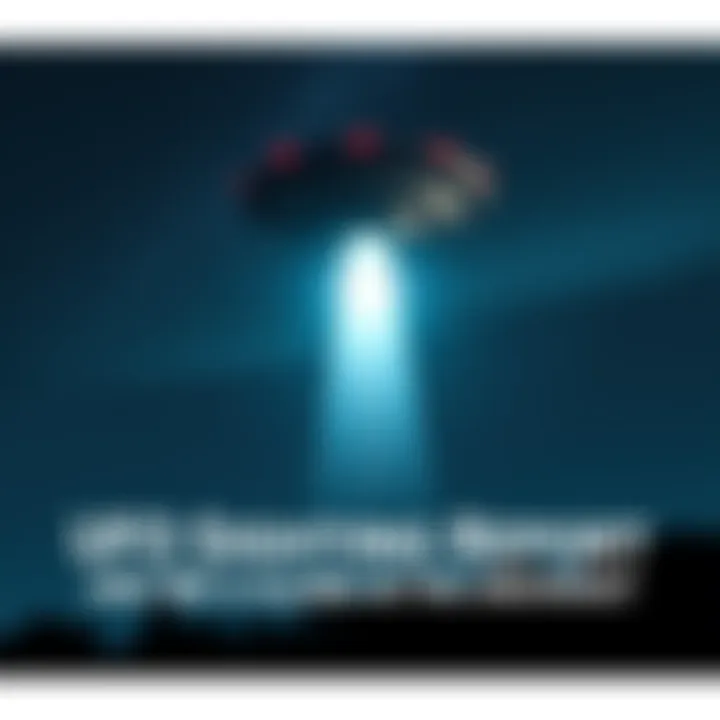 A bright UFO hovering in a starry night sky, capturing the attention of onlookers below.