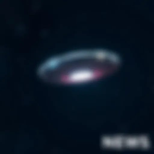 UFO in the Night Sky A bright unidentified flying object hovering in a dark night sky with stars visible around it.
