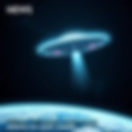 A flying saucer hovering above the Earth with stars in the background