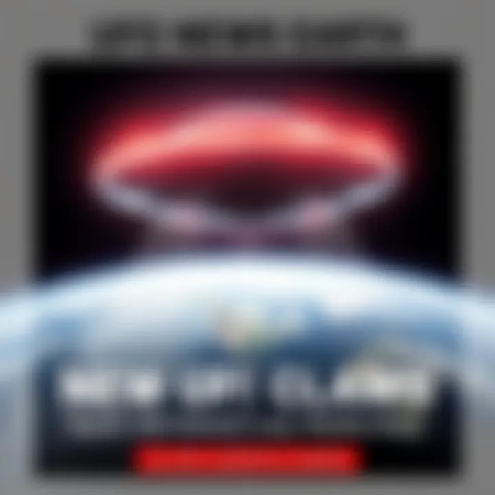 UFO Over Earth A UFO hovering above Earth, generating media buzz about alien surveillance claims.