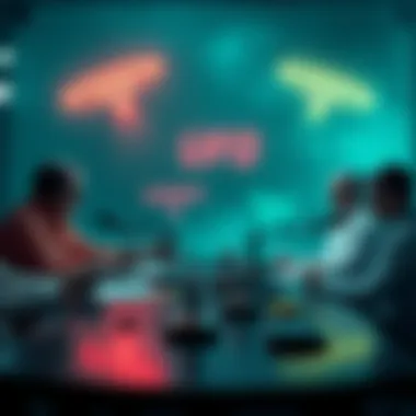 UFO Podcast Discussion A group of podcasters discussing UFOs around a table with microphones and headphones, reflecting a serious atmosphere.