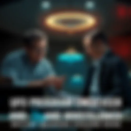 A somber scene depicting two men discussing UFO files in a shadowy room, reflecting secrecy and tension, associated with recent mysterious deaths.