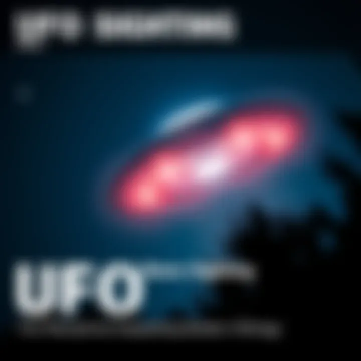 UFO Sighting A bright light in the night sky resembling a UFO with a dark silhouette of trees below.