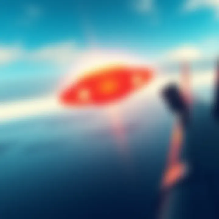 An orange glowing object and triangular lights are seen in the sky above Lake Huron during a flight.