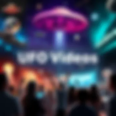 A montage of various UFO videos and social media posts, depicting excitement and speculation among people discussing the new footage.