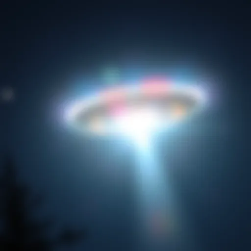 A glowing unidentified flying object in the night sky, with bright lights and a mysterious aura, as seen in a viral video