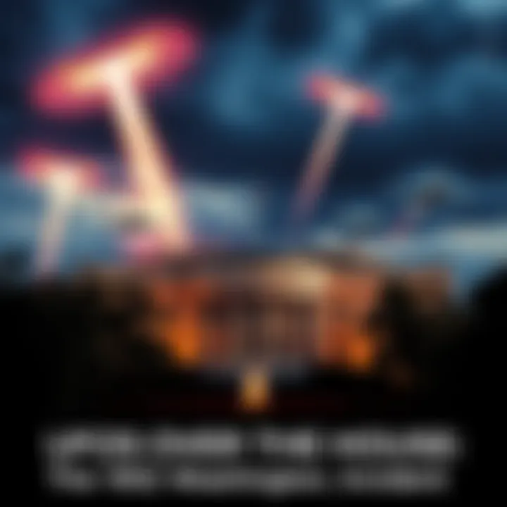 Mysterious lights in the sky above the White House with military jets in pursuit.