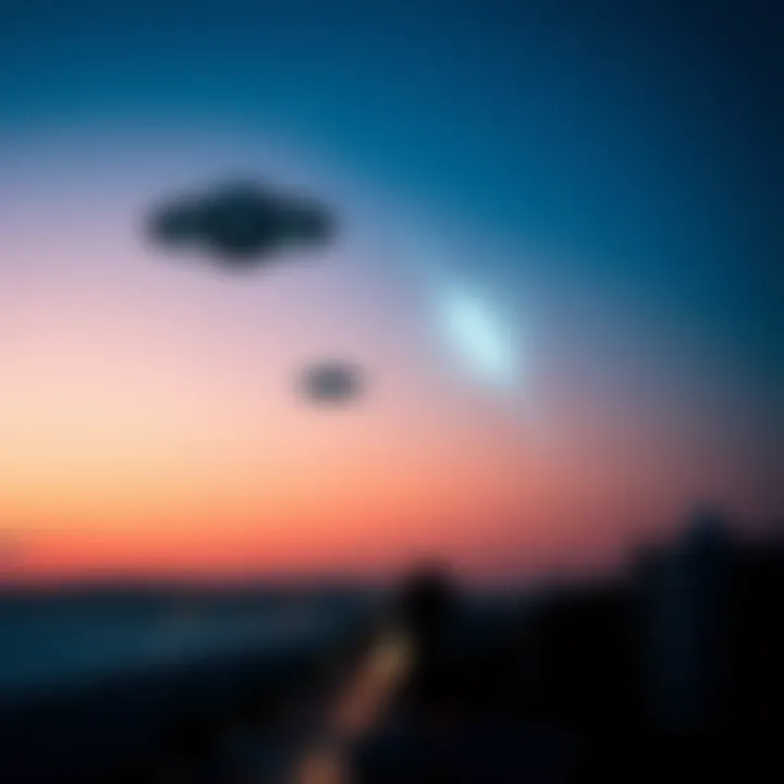 Two unidentified flying objects moving in the sky over Santa Monica, captured by a live cam.