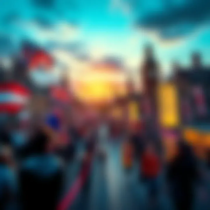 A collage of recent events in the UK, showcasing political rallies, cultural festivals, and notable landmarks.