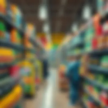 UK citizens stockpiling supplies A view of grocery shelves being filled with various essential supplies as people prepare for potential shortages in the UK.