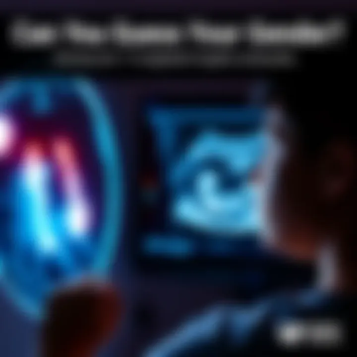 A parent looking at an ultrasound image of their baby, pondering the gender, with a thoughtful expression.